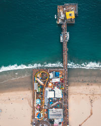 Aerial view of amusement park at beach