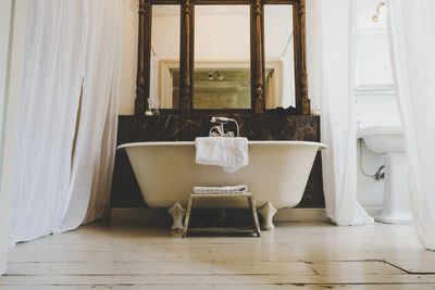 Low angle view of bathtub at home