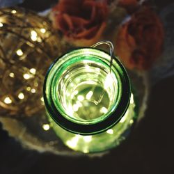 High angle view of illuminated christmas lights