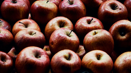 Full frame shot of apples for sale in market