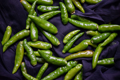 Full frame shot of green chili peppers