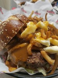 Close-up of burger on plate