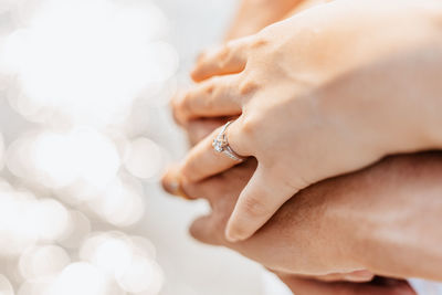 Cropped image of couple hands