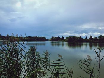 Scenic view of lake against sky