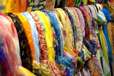 Close-up of colorful lanterns for sale