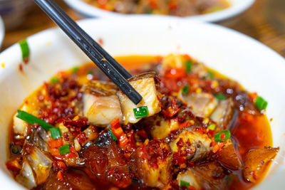 Close-up of food in plate - hunan food