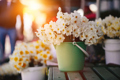 Close-up of flower vase on table