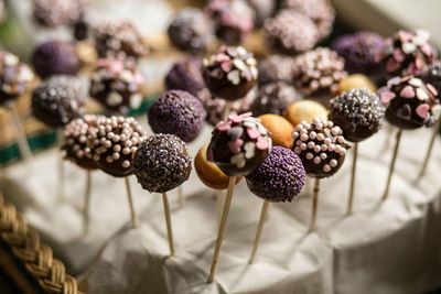 Close-up of chocolate lollipops