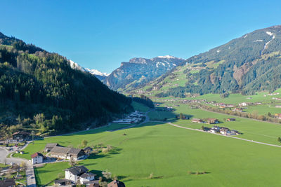 Panoramic view of landscape and mountains against sky