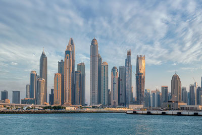 Dubai marina and famous jumeirah beach skyline view