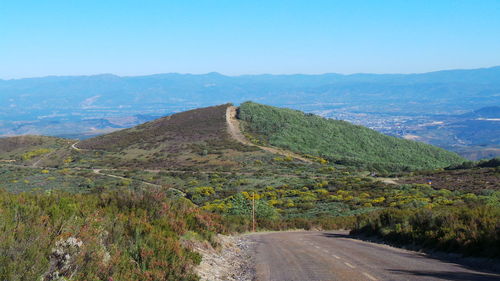 Empty road leading towards mountains