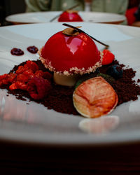 Close-up of food in plate on table