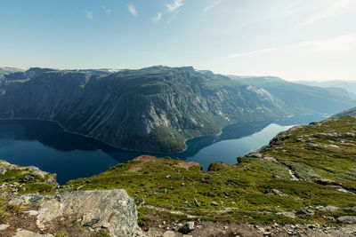 Scenic view of mountains against sky