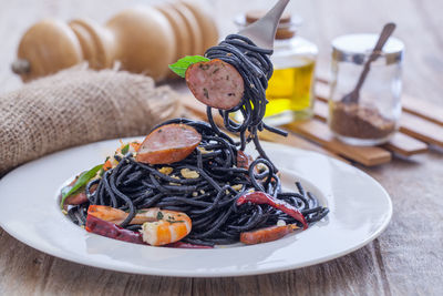 Close-up of food on table