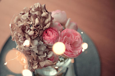 Close-up of rose on table