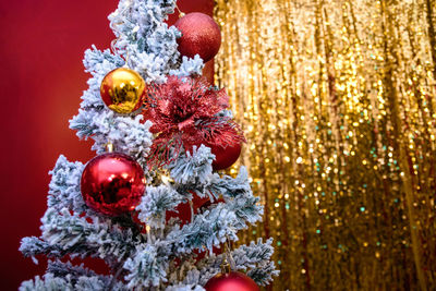 Close-up of christmas decoration hanging on tree