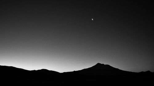 Scenic view of silhouette mountains against sky at night