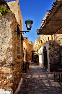 Narrow alley amidst buildings in city