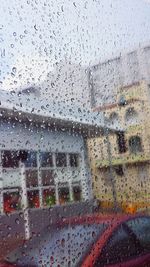 Full frame shot of water drops on glass window