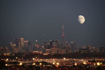 Illuminated city at night