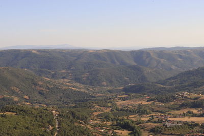 Scenic view of mountains against clear sky