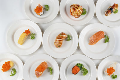 High angle view of food on table