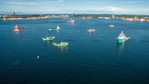 High angle view of sea against sky