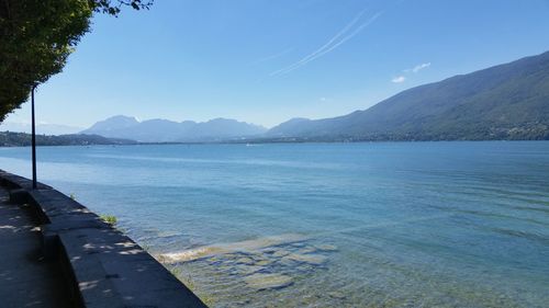 Scenic view of sea against clear sky