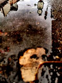 High angle view of wet glass