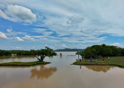 Scenic view of lake against sky