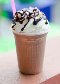 Close-up of drink in glass on table