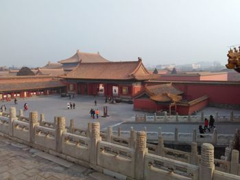 View of buildings against clear sky