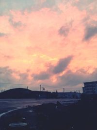 Silhouette of road at sunset