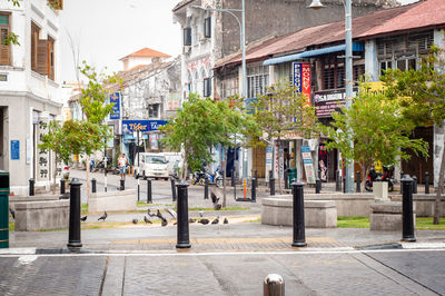 Morning view in the city surrounded by the colonial buildings.