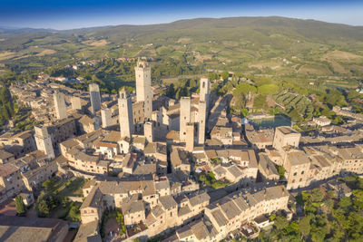 Aerial photographic documentation of the town of san gimignano toscany italy