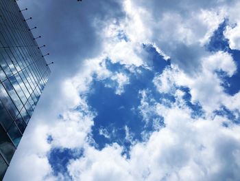 Low angle view of modern building against sky