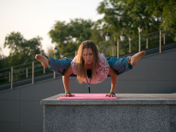 Young woman practicing yoga