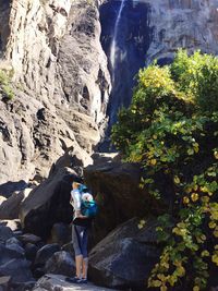 Man standing on rock formation