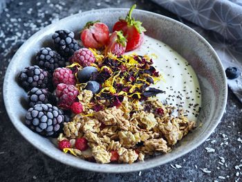 Directly above shot of fresh fruits in bowl