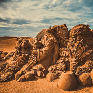 Panoramic shot of rock formations against sky