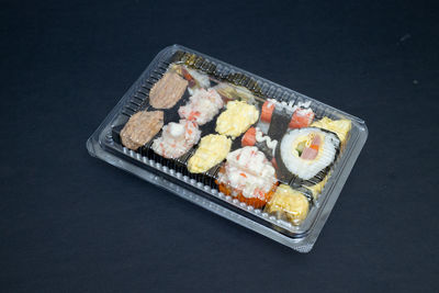 High angle view of sushi in plate
