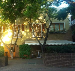 Building with trees in background