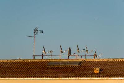Low angle view of traditional building against clear sky