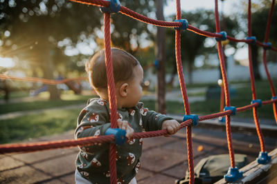 Toddler playing at playground