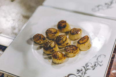 High angle view of dessert in plate