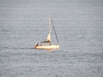 Man on boat in sea