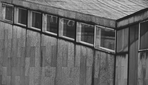 Low angle view of window of old building