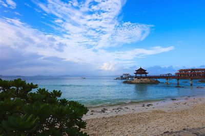 Scenic view of sea against cloudy sky