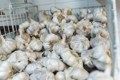 Full frame shot of onions for sale in market