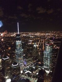 Aerial view of city at night